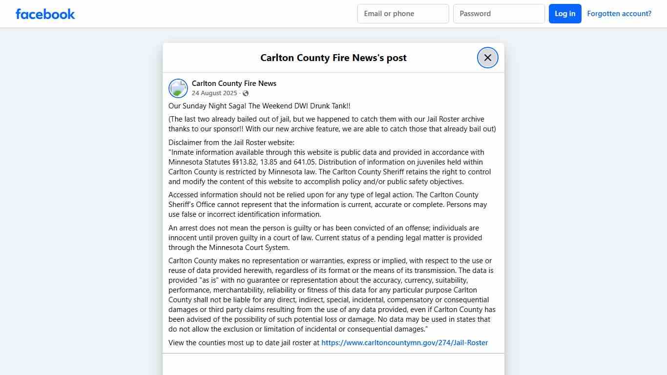 Our Sunday Night Saga! The... - Carlton County Fire News Facebook